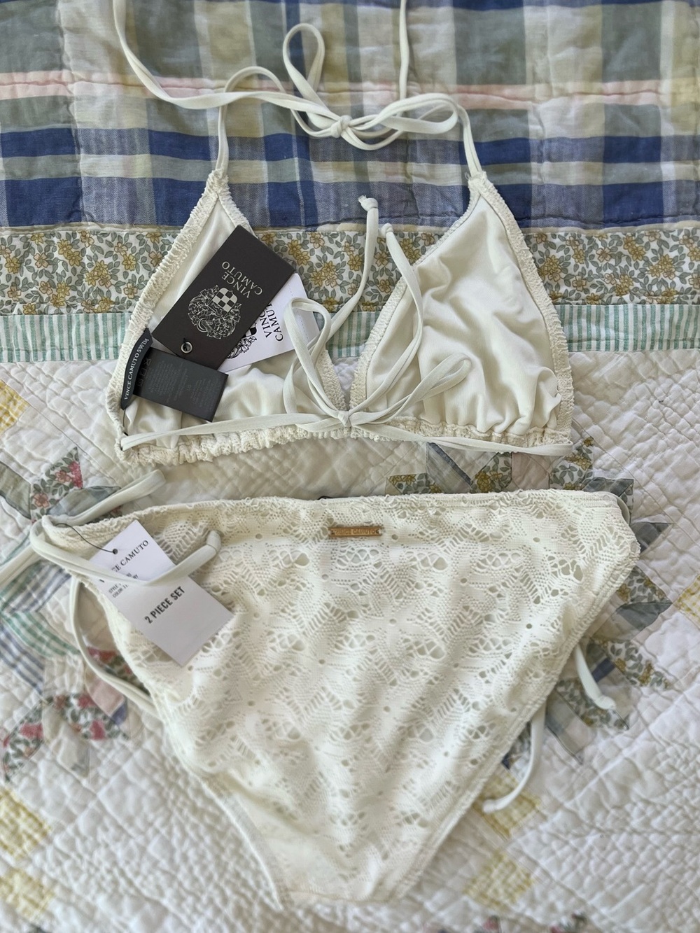 Ivory Lace Triangle Bikini Set - Picture 2 of 4